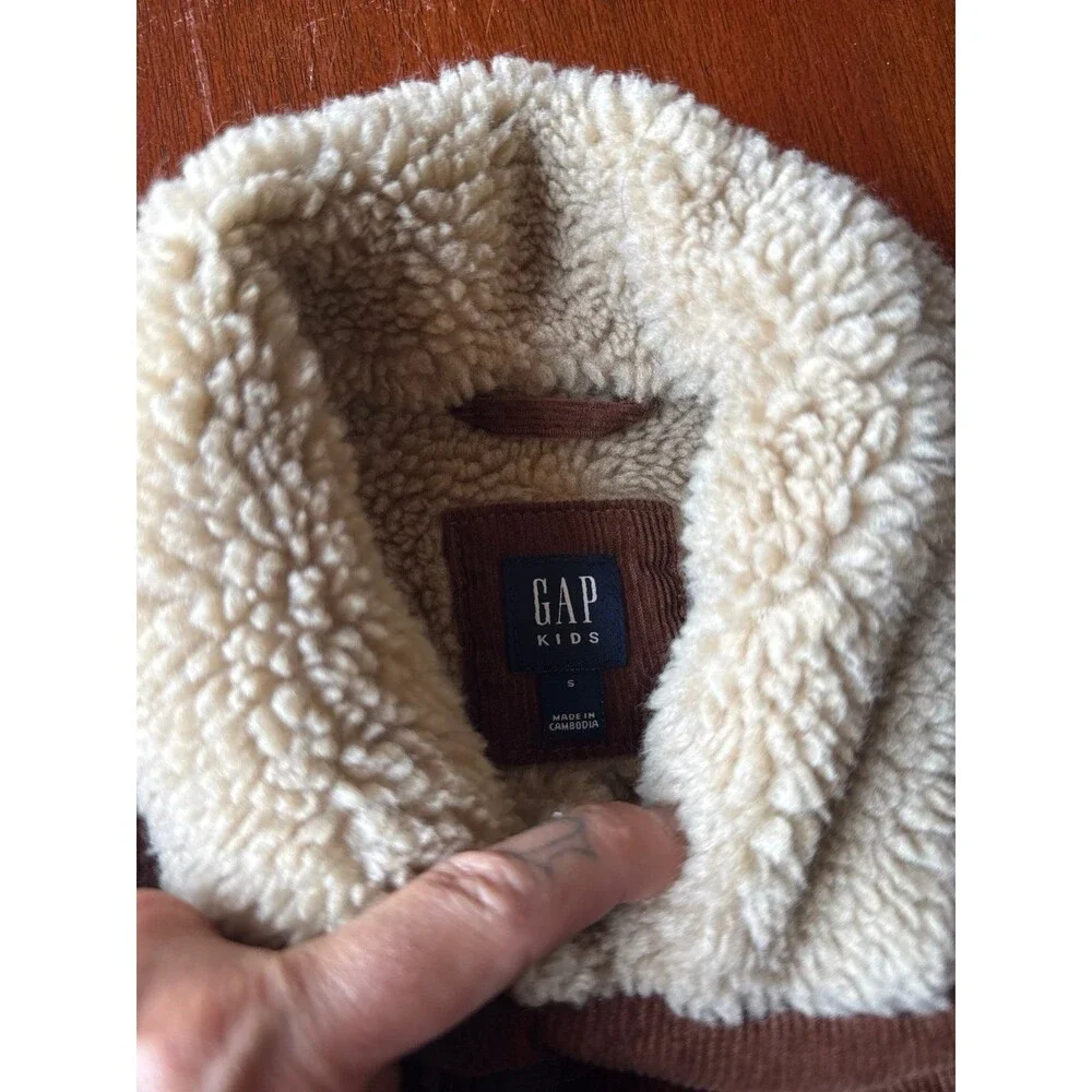 GAP KIDS brown corduroy sherpa lined jacket